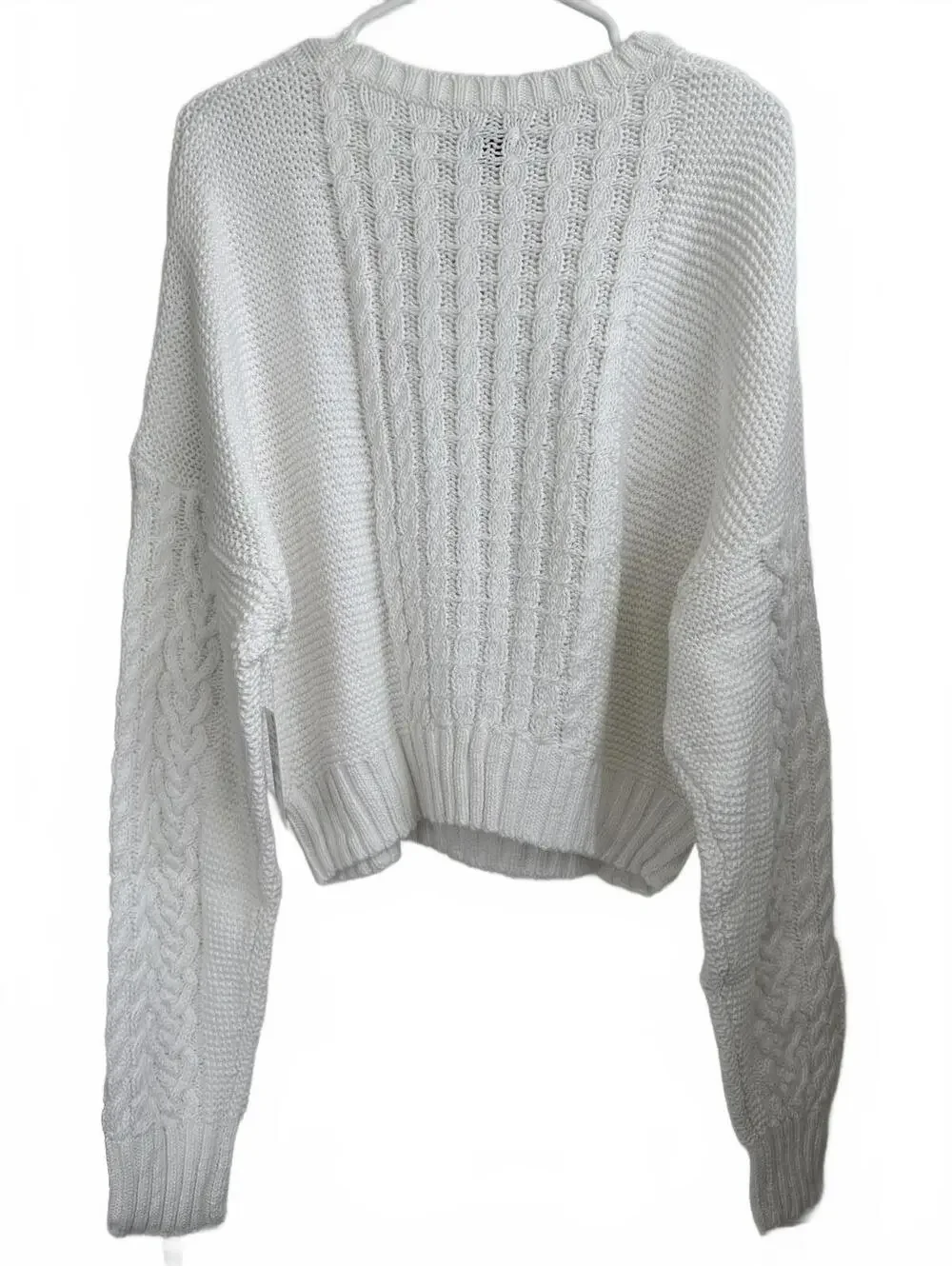 PacSun Cotton Beverly and Beck Heart Cable Knit Crew Neck Sweater White NWT XXL